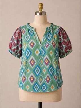Vintage Savanna Jane boho puff sleeve blouse 🌸